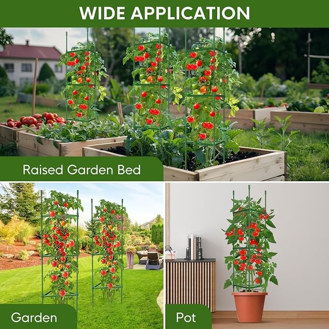 4PCS Tomato Cages for Garden, Tomato Trellis for Raised Garden Bed, 51.2" Tall - Image 4