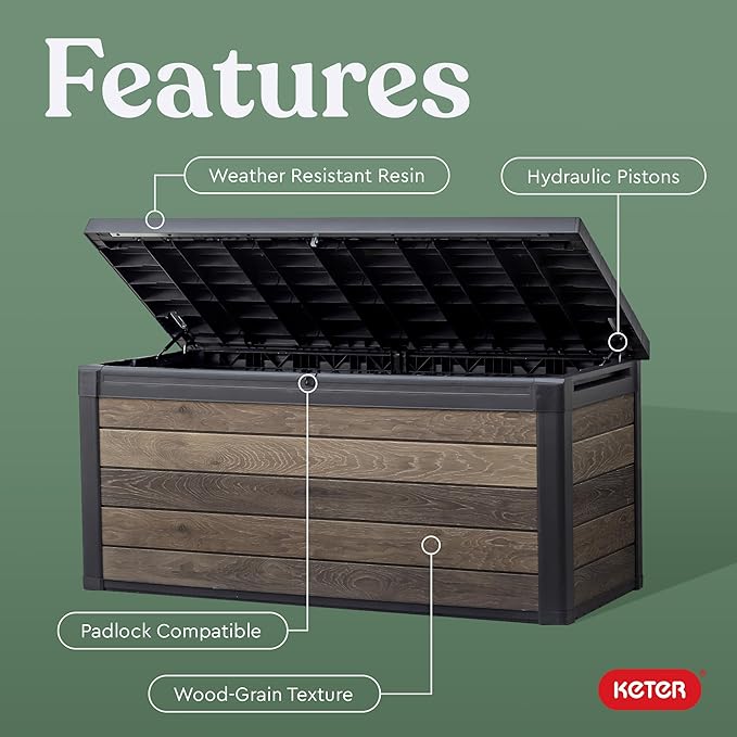 Keter Signature Collection 150 Gallon Resin Deck Box Organization and Storage - Image 4