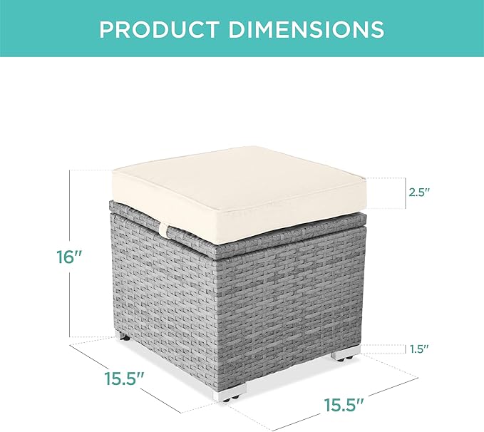 Best Choice Products Set of 2 Wicker Ottomans, Additional Seating, Side Table - Image 2