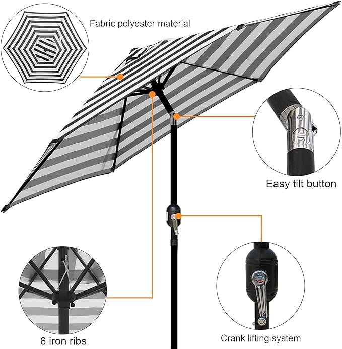 Blissun 7.5 ft Patio Umbrella, Yard Umbrella, Outdoor Market Umbrella - Image 2