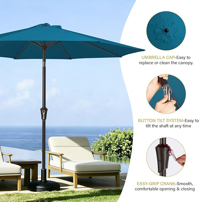 MEWAY 9ft Patio Umbrella Outdoor Table Umbrellas - Image 6