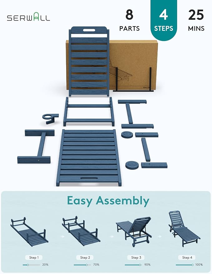 SERWALL Outdoor Chaise Lounge Set of 2 - Image 8