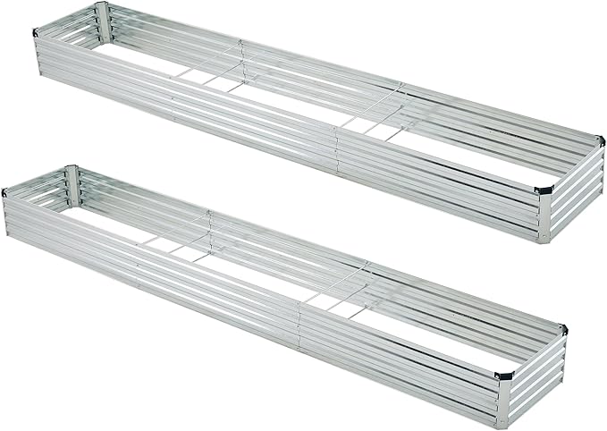 12x2x1ft Galvanized Raised Garden Bed, Outdoor Planter Box Metal Patio Kit by Foxlang
