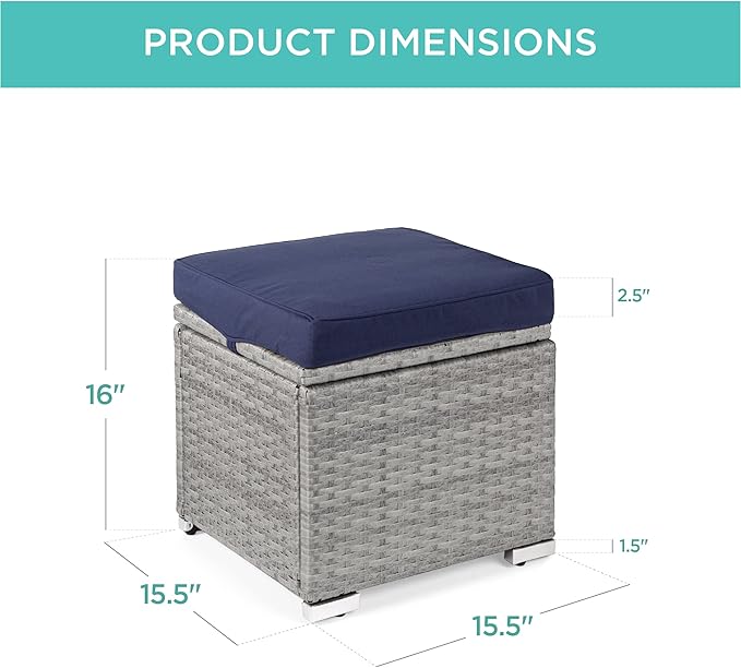 Best Choice Products Set of 2 Wicker Ottomans, Additional Seating, Side Table - Image 3