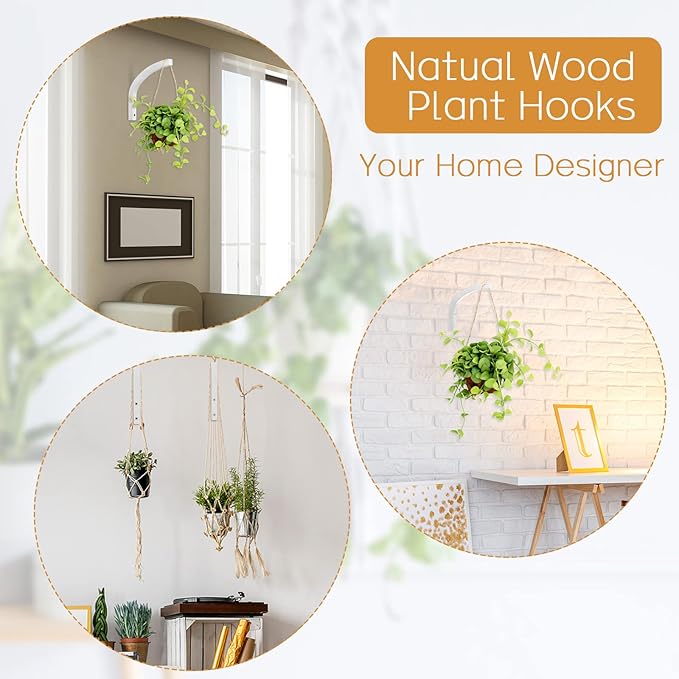 Juexica 4 Pcs Plant Hanger Wooden, 8 Inch Hanging Plant Hooks - Image 7