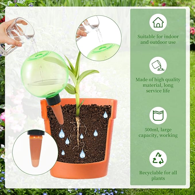 3pcs Large Plant Self Watering Globes, 17.5 oz Plastic Water Bulbs Top Fill - Image 3