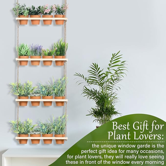 4 Tiered Window Plant Shelves Hanging Herb Planter Indoor Display - Image 6