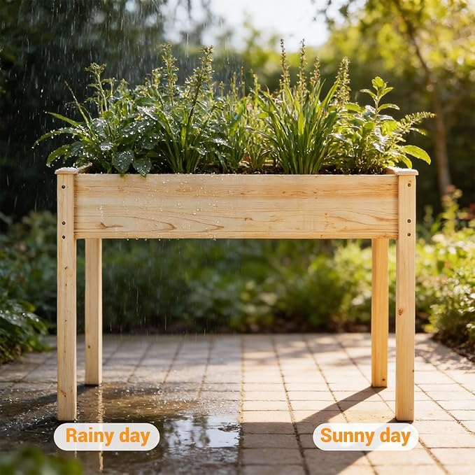 DUMOS Raised Garden Bed with Legs, Elevated Wooden Garden Bed - Image 8