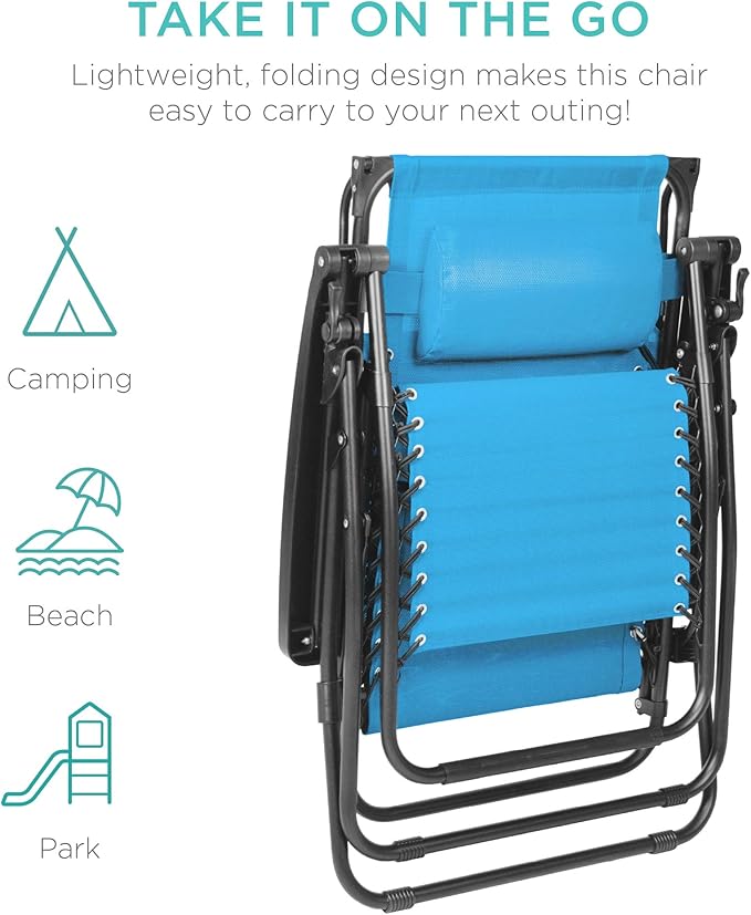 Best Choice Products Folding Zero Gravity Outdoor Recliner Patio Lounge Chair - Image 8