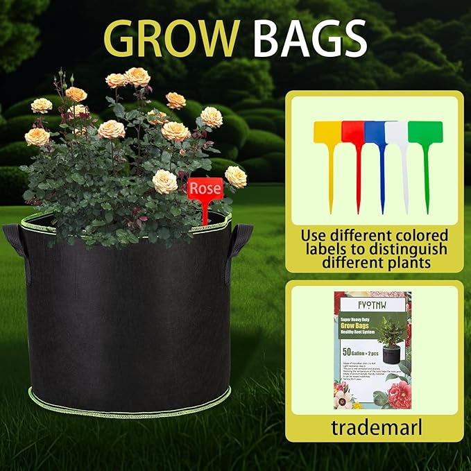 3-Pack 10 Gallon Plant Grow Bags, Thickened Nonwoven Fabric Pots - Image 2