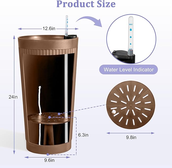 24in Tall Self-Watering Planters Set of 2 - Image 4