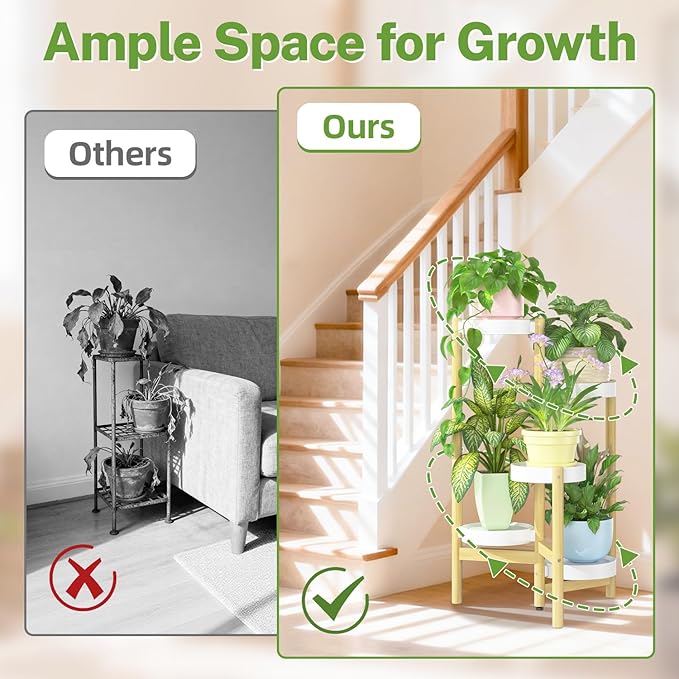 iDavosic.ly 5 Tier Bamboo Plant Stand Indoor Outdoor - Image 7