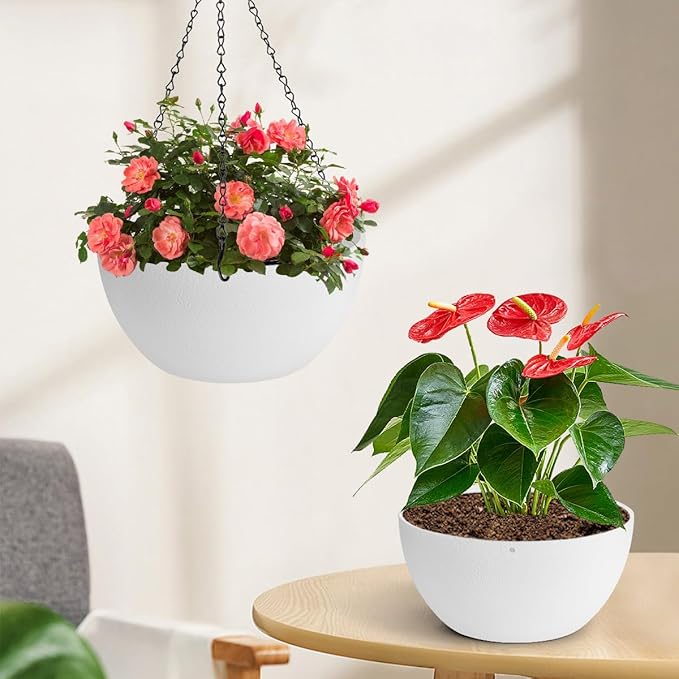 13 inch Hanging Planters for Indoor Plants, 2 Pack Planters for Outdoor Plants - Image 4
