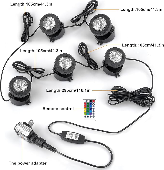 RGB Pond Lights with Timer, Super Bright LED Underwater Submersible Colorful - Image 5