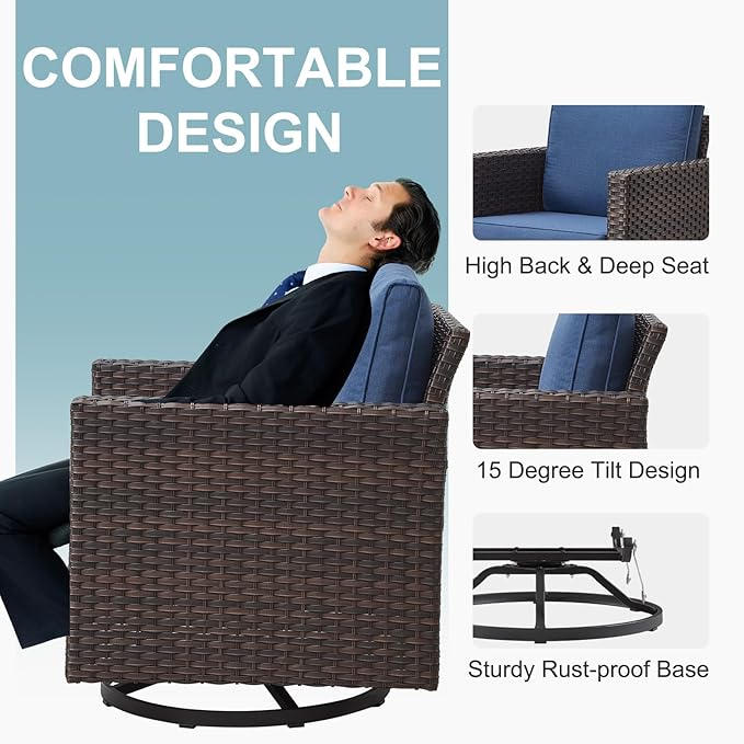 Belord Wicker Patio Furniture 5 Piece Outdoor Sofa Set, Oversize Outdoor Swivel - Image 6