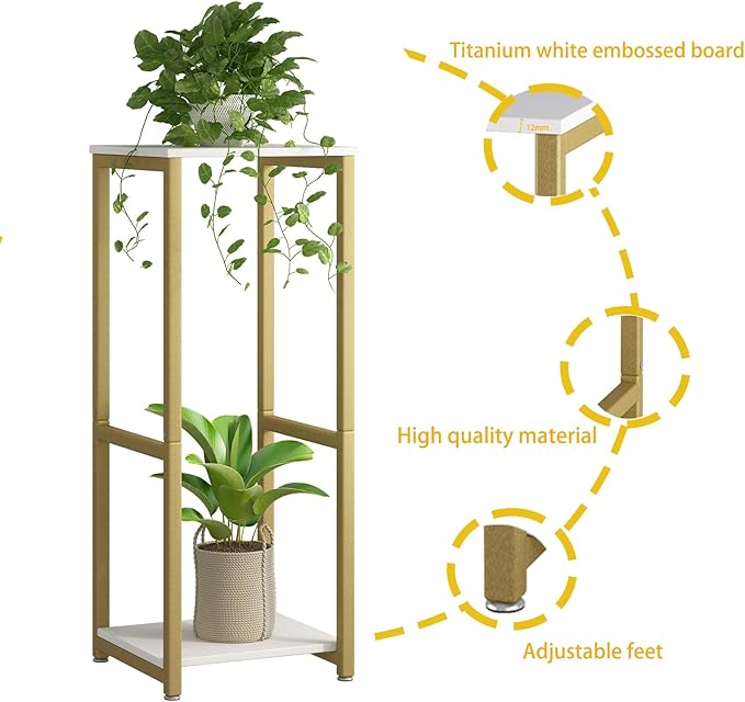 Plant Stand Indoor Corner Tall 2 Tier Metal Modern Flower Storage Plant Shelf - Image 5