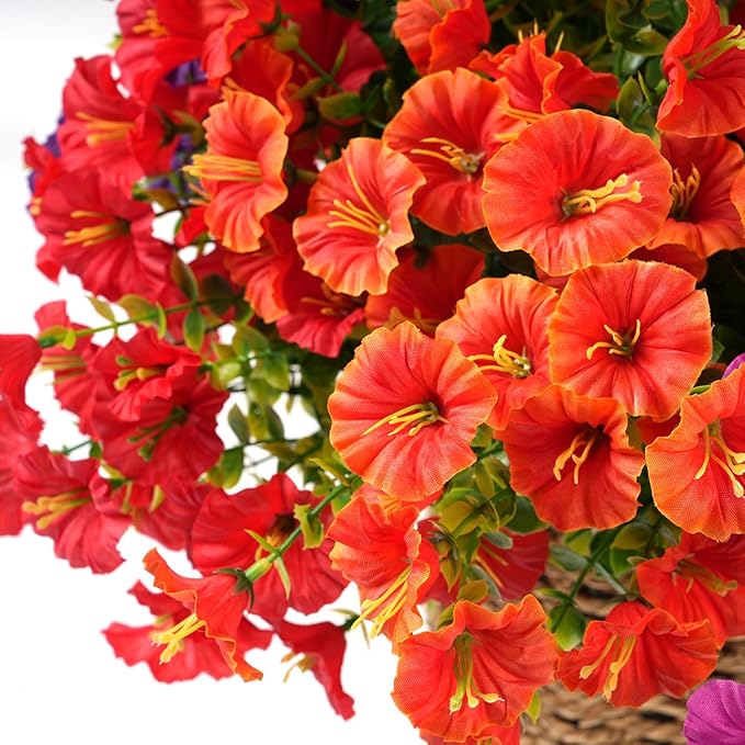 Artificial Flowers for Outdoors, UV Resistant Fake Silk Morning Glory, - Image 4