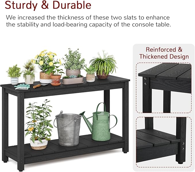 Stoog Outdoor Console Table, All-Weather 2-Tier Patio Console Table - Image 5