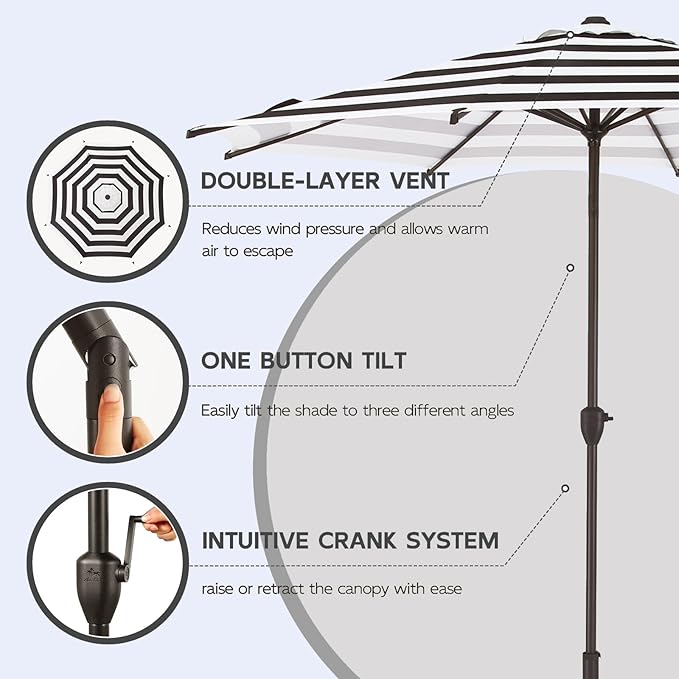 Abba Patio 9FT Lyon Outdoor Patio Umbrella Outdoor Table Umbrella - Image 4