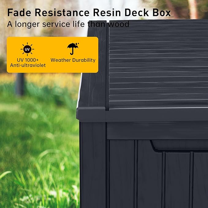 DRATO 200 Gallon Deck Box, Waterproof Resin Large Outdoor Storgae Box - Image 3