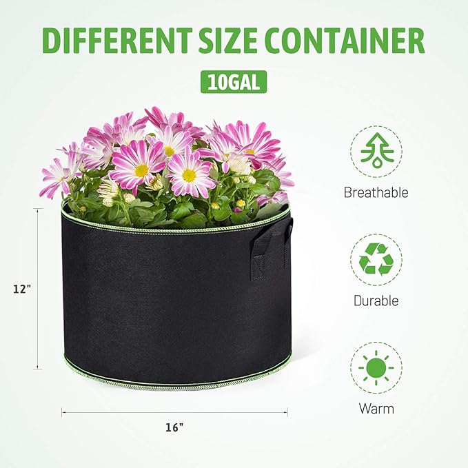 Delxo 20-Pack 10 Gallon Heavy Duty Aeration Thickened Nonwoven Fabric Pots - Image 2