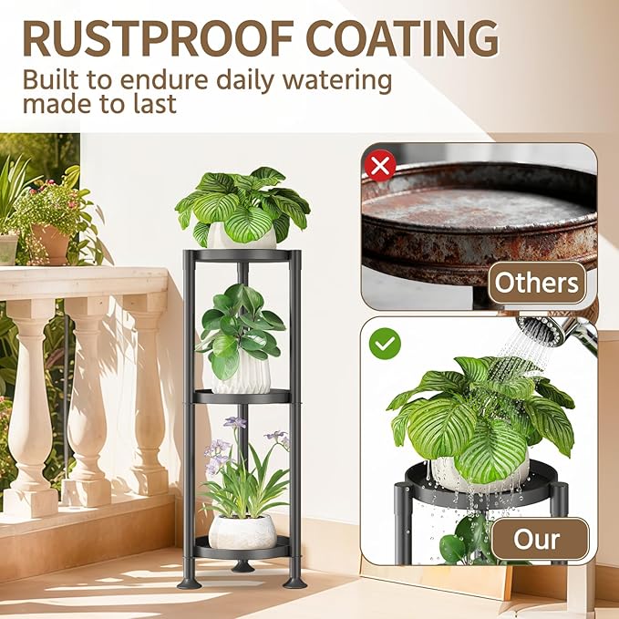 LASZOLA 3 Tier Black Corner Plant Stand Indoor - Image 6