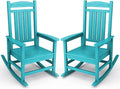 KINGYES Outdoor Rocking Chair Set of 2, High Density Polyethylene Patio Rocking by KINGYES