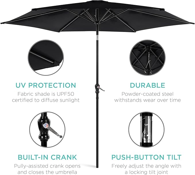 Best Choice Products 10ft Outdoor Table Compatible Steel Polyester Market Patio - Image 5