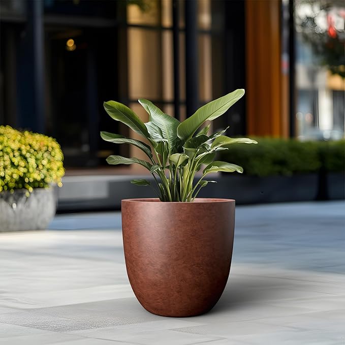 Kante 18 Inch Dia Round Concrete Planter, Indoor Outdoor Large Plant Pot - Image 4
