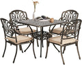 VINGLI 5-Piece Outdoor Patio Dining Set, Cast Aluminum All-Weather Outdoor by VINGLI