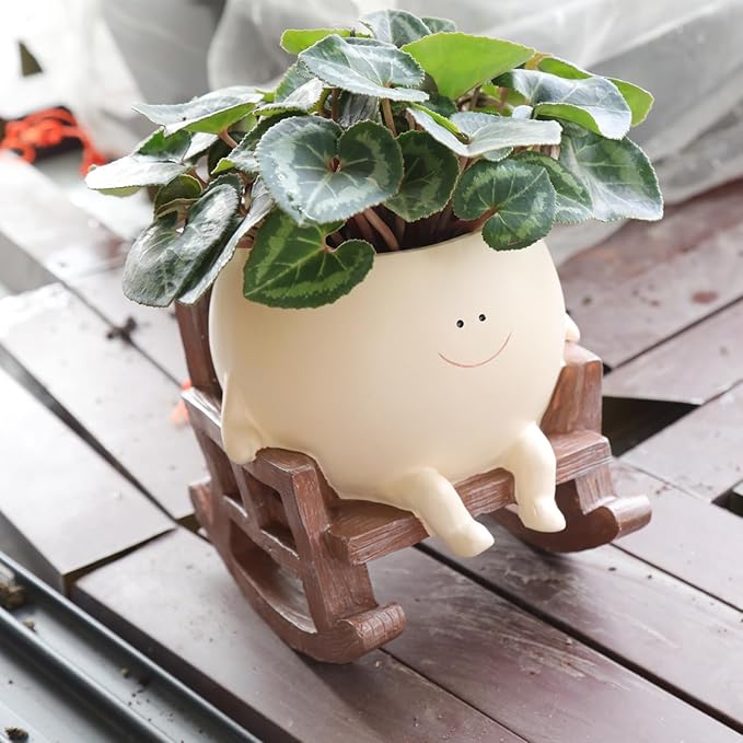 Smily Face Planter Pot Cute Resin Flower Head Planters by UMESONG
