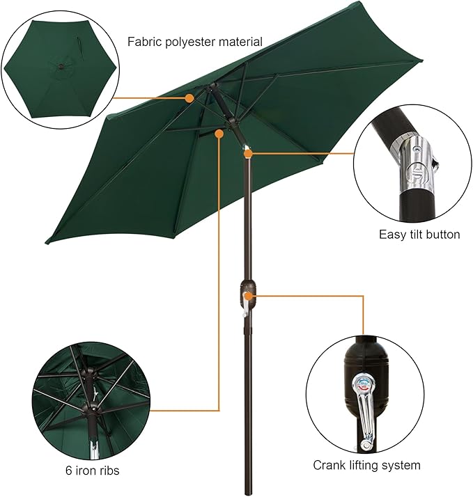 Blissun 7.5 ft Patio Umbrella, Yard Umbrella, Outdoor Market Umbrella - Image 2
