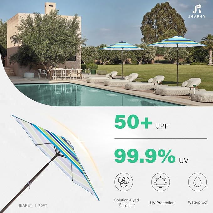 JEAREY 7.5FT Patio Umbrella Market Table Umbrella - Image 3