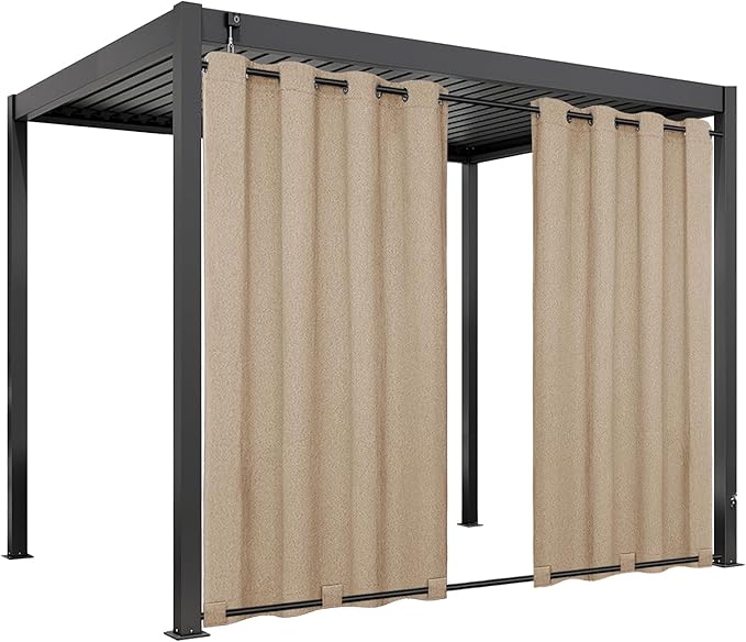 Easy-Going Linen Look Outdoor Curtains Waterproof Windproof Porch Curtains by Easy-Going