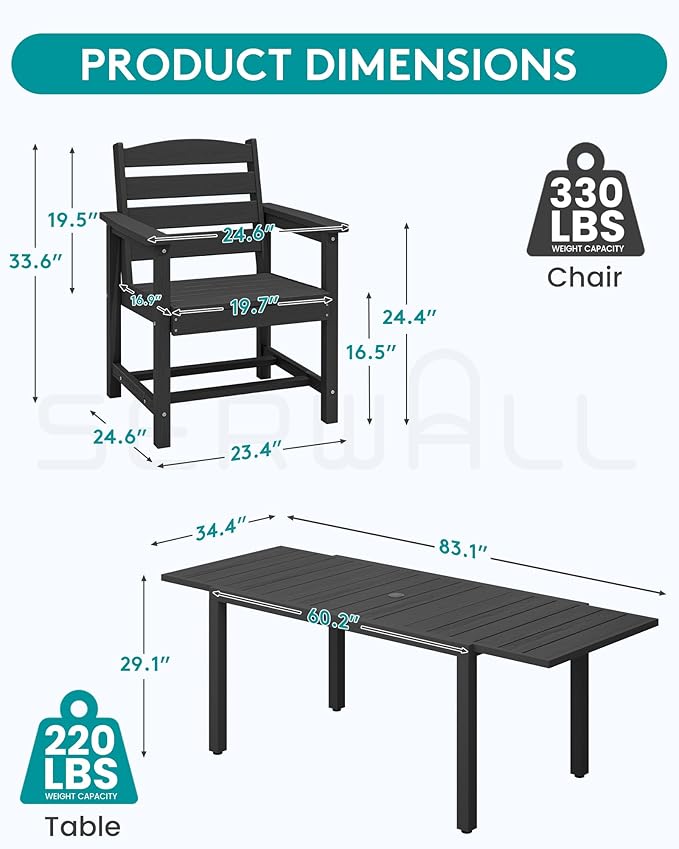 SERWALL Outdoor Expandable Dining Table 60" - Image 3