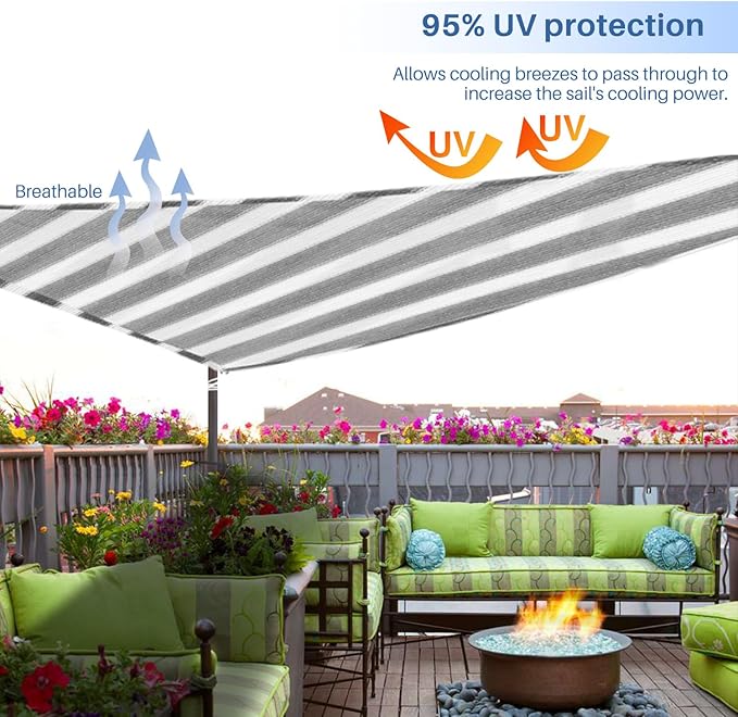 E&K Sunrise 17' x 17' x 17' Sun Shade Sail Triangle Canopy Shade Cover UV Block - Image 5