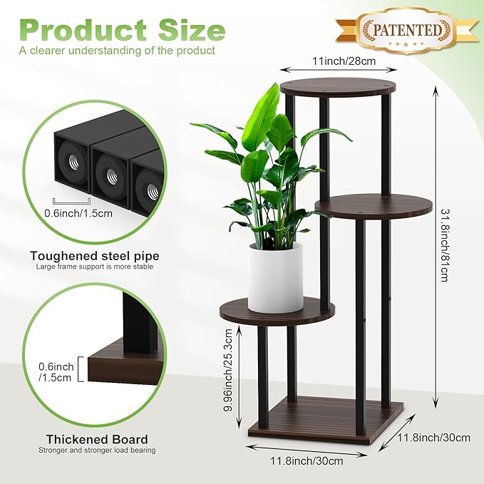 Plant Stand Indoor, 4 Tier Thickened Metal Corner Plant Shelf - Image 2