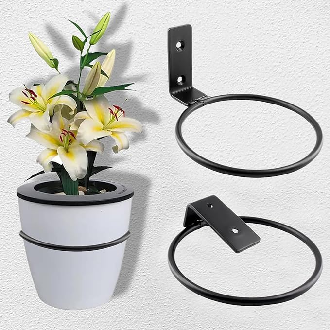 2 Pack 5 inch Flower Pot Holder Ring, Flower Pot Holder Ring Wall Mounted Set - Image 6