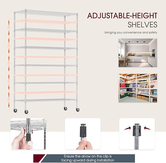 BestOffice NSF Wire Shelving Unit 6Shelf Large Storage Shelves Heavy Duty Metal - Image 6