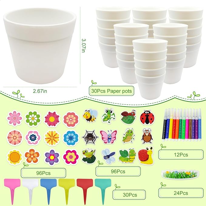 Cinrobiye 30 Set Garden Paper Pot Craft Kit，DIY Flower Plant Crafts - Image 2