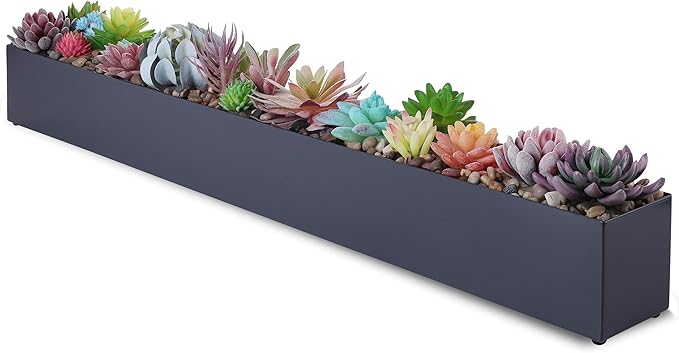 DR&Co Modern Grey Rectangle Planter Box, Narrow Box by DRCo