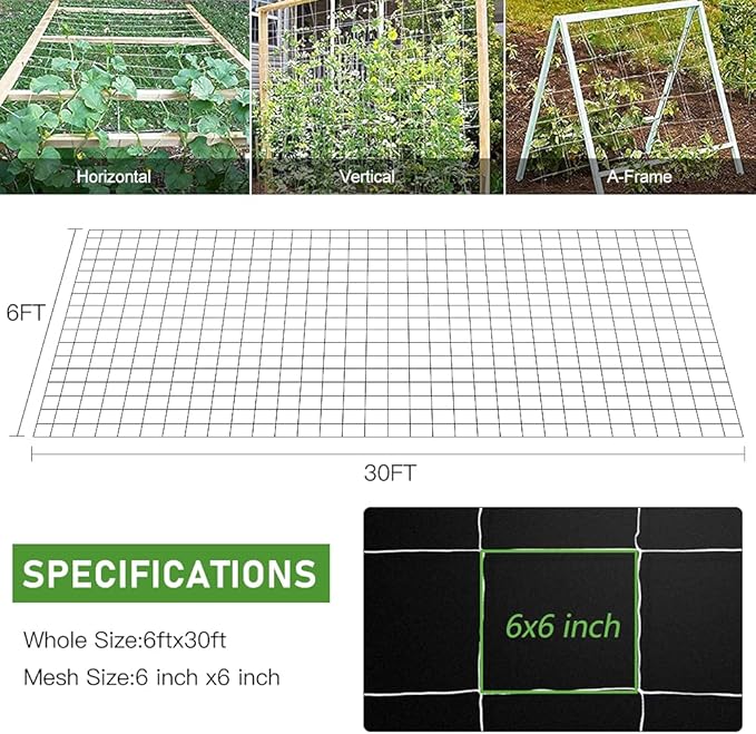Trellis Netting, CANAGROW Heavy-Duty Garden Plant Trellis Netting - Image 2
