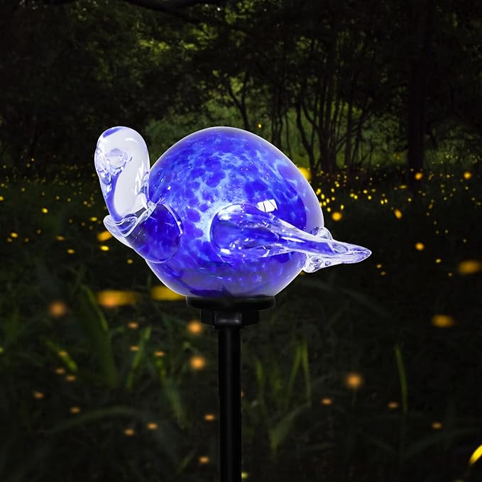 Afirst Decorative Solar Lights Outdoor Solar Turtle Stake Lights Hand Blown - Image 7
