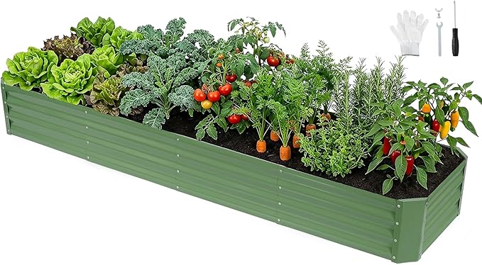 INNO STAGE 8×2×1ft Galvanized Raised Garden Bed Kit, Galvanized Planter Raised by INNOSTAGE