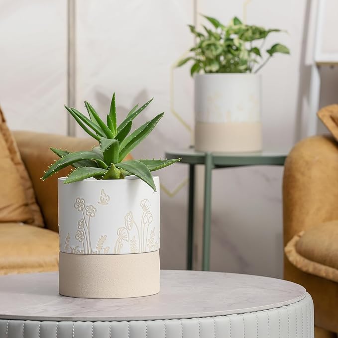 Nihow Self Watering Plant Pot: 6 Inch Ceramic Planter - Image 4