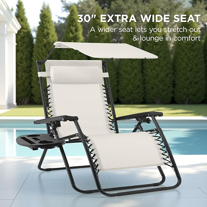 Best Choice Products 30” Wide Folding Zero Gravity Outdoor Recliner Patio - Image 3