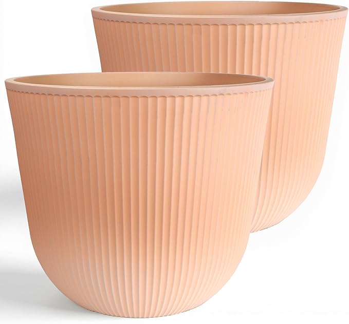 Worth Garden Round Large Planter Pot Set of 2, 17.5" Dia x 15.5" H by WORTH