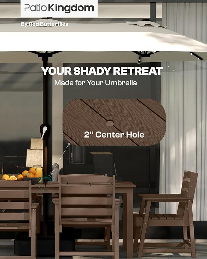 9-Piece Outdoor Dining Set for 8, 75.2'' HDPE Table - Image 2