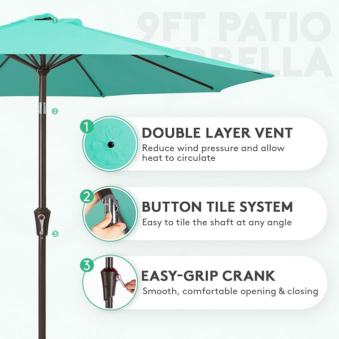 JEAREY 9FT Outdoor Patio Umbrella Market Umbrella - Image 2