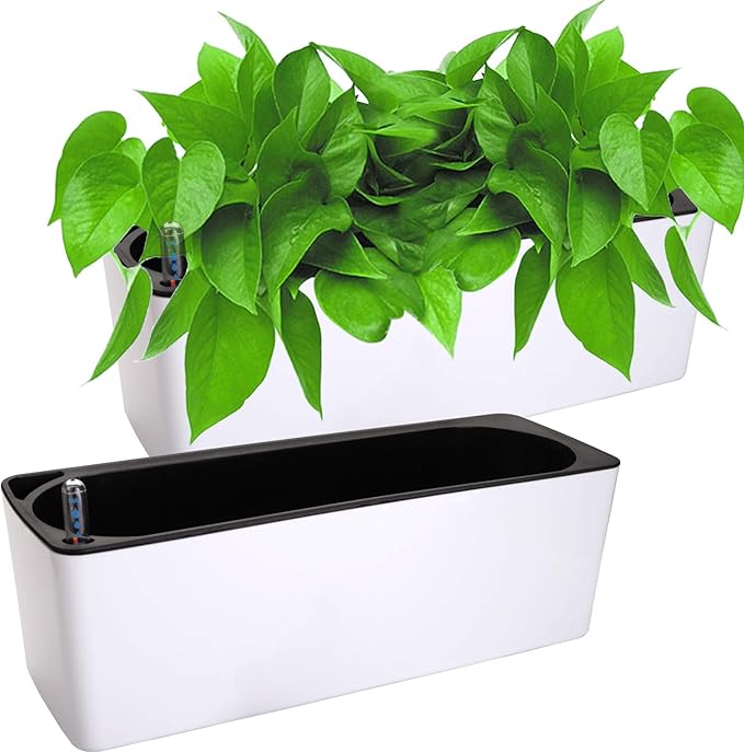 Fasmov 2 Pack Rectangle Self Watering Planter by Fasmov